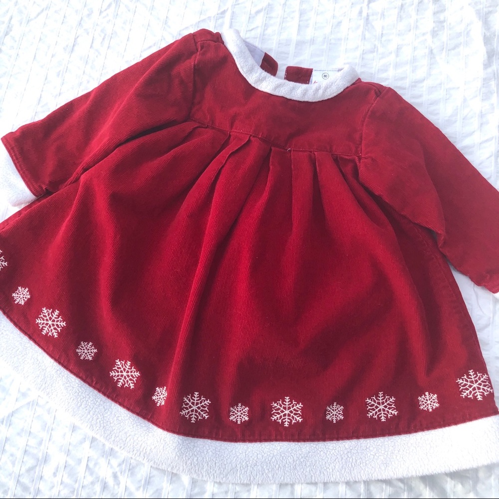 Hanna Andersson Christmas Holiday Red/White corduroy dress 80